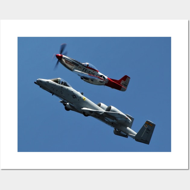 P-51 Mustang P-40 Warhawk and A-10 Warthog Heritage Flight 2 Wall Art by acefox1